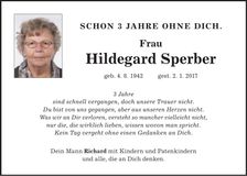 Traueranzeige Hildegard Sperber