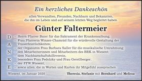 Traueranzeige Günter Faltermeier