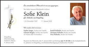 Traueranzeige Sofie Klein