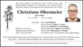 Traueranzeige Christiane Obermeier