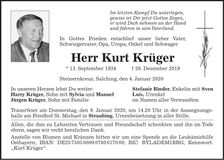 Traueranzeige Kurt Krüger