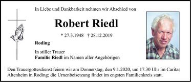 Traueranzeige Robert Riedl