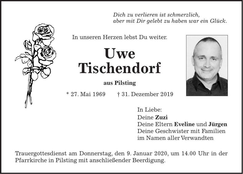 Traueranzeige Uwe Tischendorf