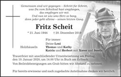 Traueranzeige Fritz Scheit