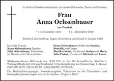 Traueranzeige Anna Ochsenbauer
