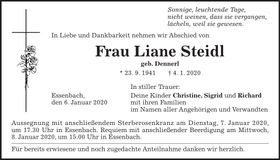 Traueranzeige Liane Steidl