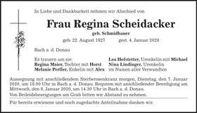 Traueranzeige Regina Scheidacker