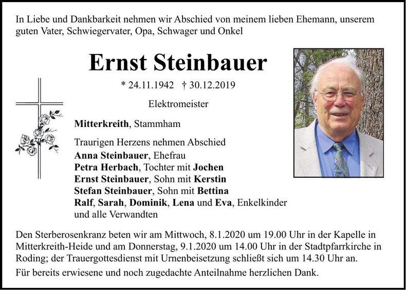 Traueranzeige Ernst Steinbauer