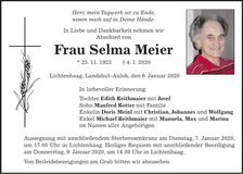 Traueranzeige Selma Meier