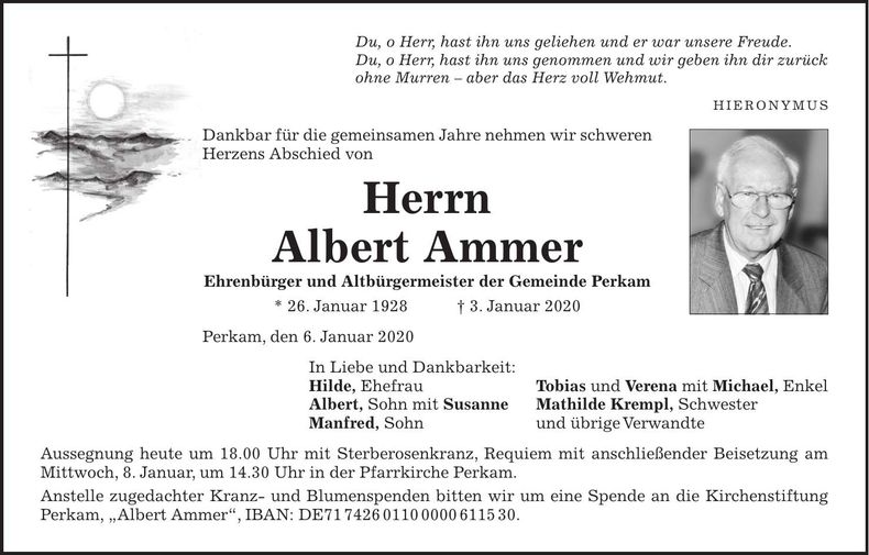 Traueranzeige Albert Ammer