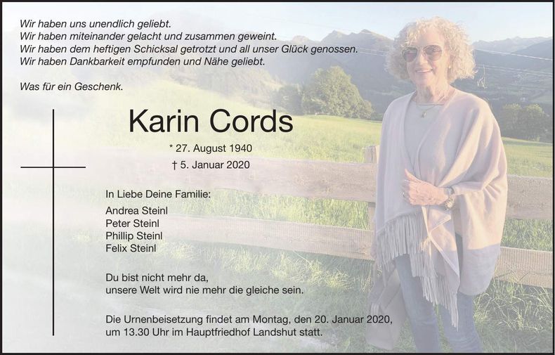 Traueranzeige Karin Cords