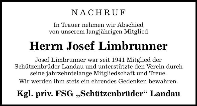 Traueranzeige Reinhold Schrettenbrunner