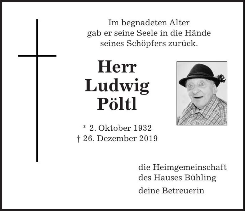 Traueranzeige Ludwig Pöltl