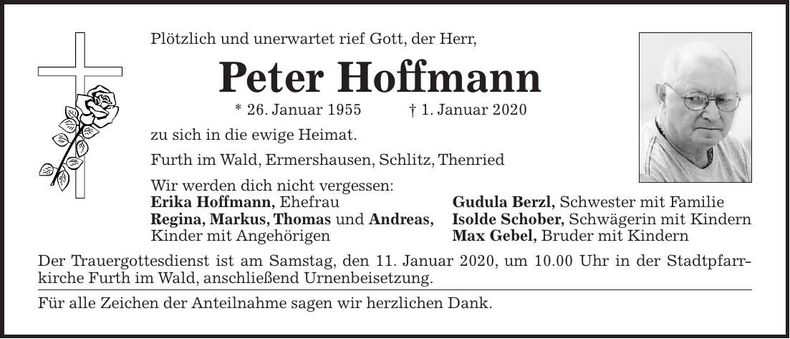 Traueranzeige Peter Hoffmann