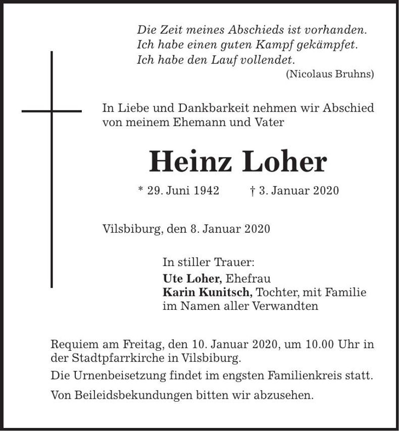 Traueranzeige Heinz Loher