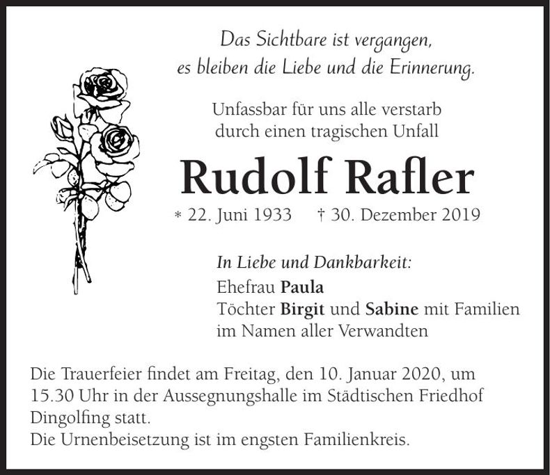 Traueranzeige Rudolf Rafler