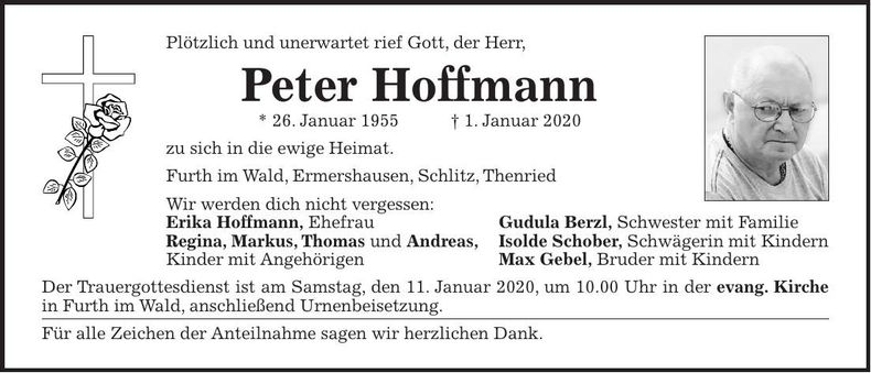 Traueranzeige Peter Hoffmann