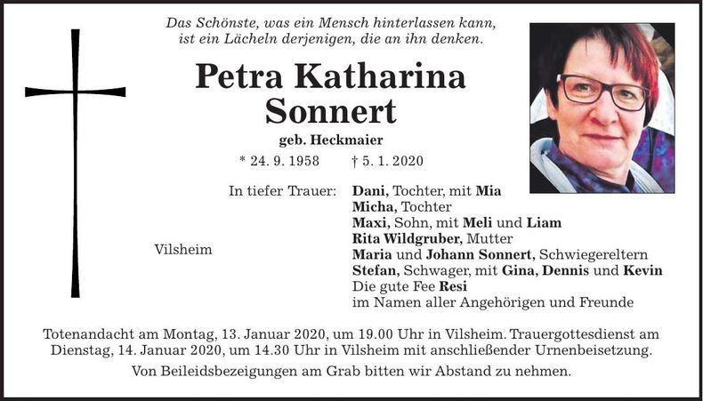 Traueranzeige Petra Katharina Sonnert
