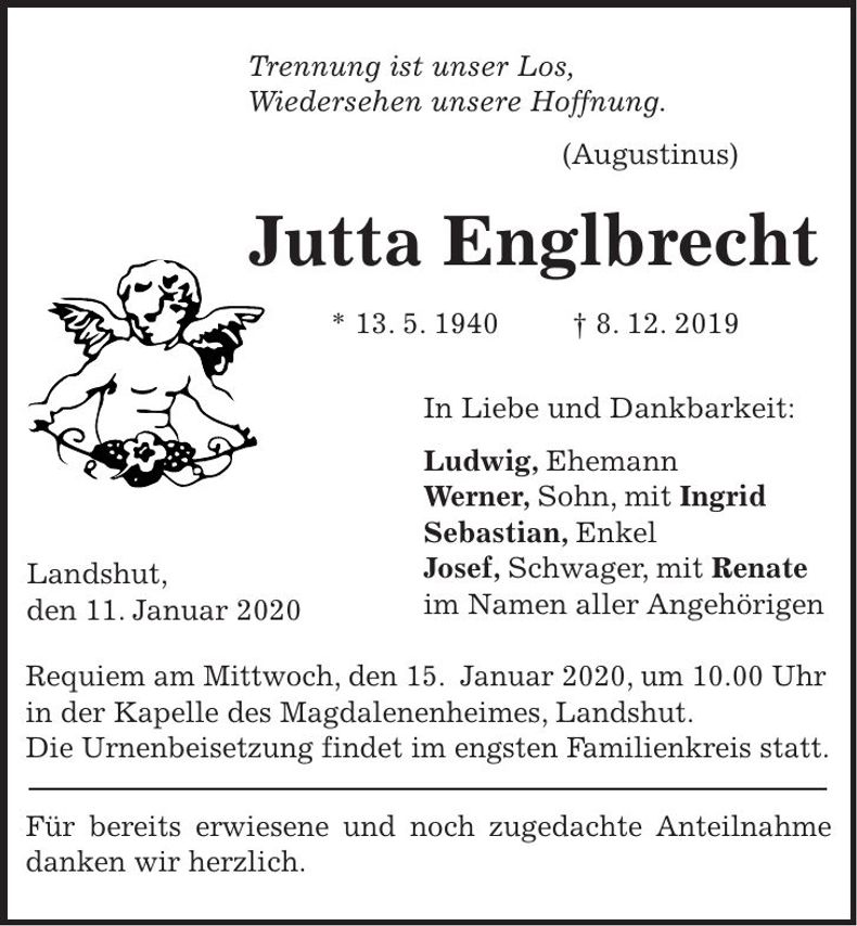 Traueranzeige Jutta Englbrecht
