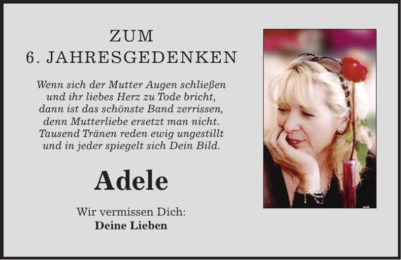 Traueranzeige Adele Schüller