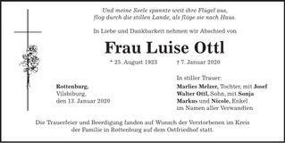 Traueranzeige Luise Ottl