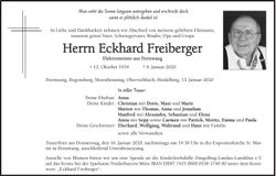Traueranzeige Eckhard Freiberger