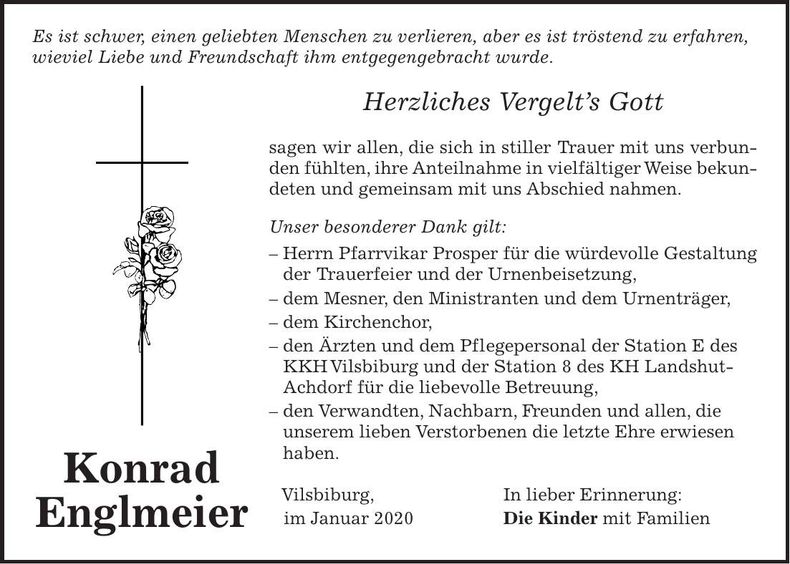 Traueranzeige Konrad Englmeier