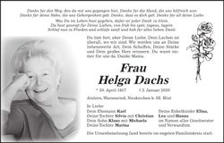 Traueranzeige Helga Dachs