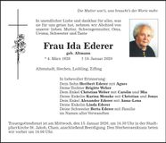Traueranzeige Ida Ederer
