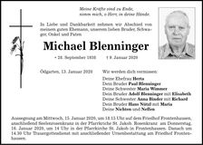 Traueranzeige Michael Blenninger