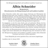 Traueranzeige Albin Schneider