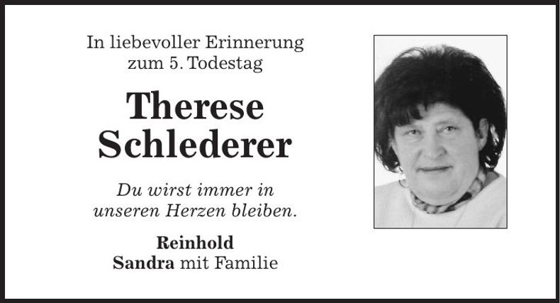 Traueranzeige Therese Schlederer