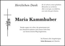 Traueranzeige Maria Kammhuber