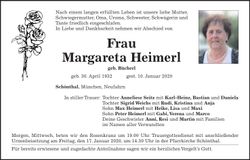 Traueranzeige Margareta Heimerl
