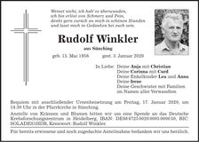 Traueranzeige Rudolf Winkler