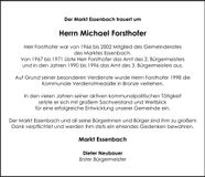 Traueranzeige Michael Forsthofer