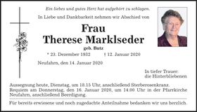 Traueranzeige Therese Marklseder