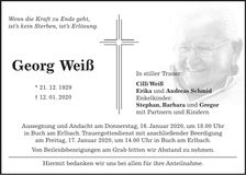 Traueranzeige Georg Weiß