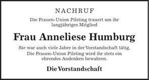 Traueranzeige Anneliese Humburg