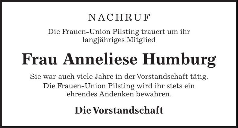 Traueranzeige Anneliese Humburg