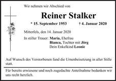 Traueranzeige Reiner Stalker