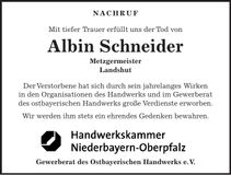 Traueranzeige Albin Schneider