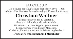 Traueranzeige Christian Wallner