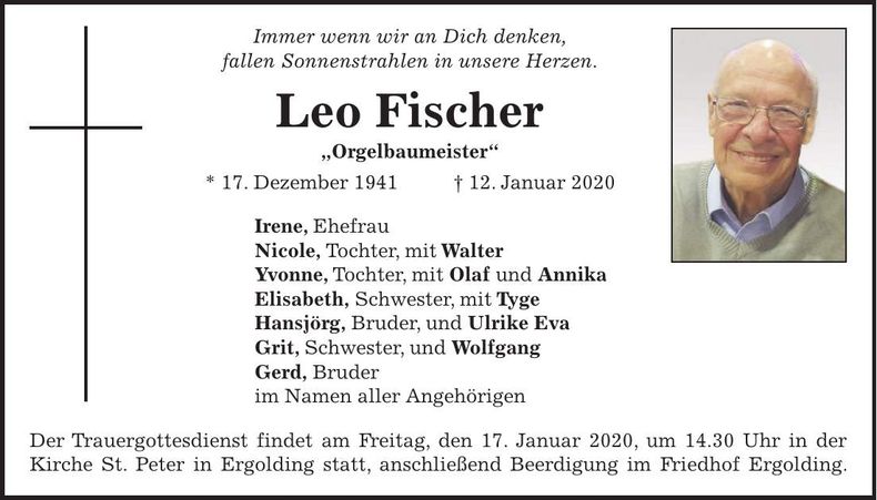 Traueranzeige Leo Fischer