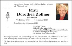 Traueranzeige Dorothea Zollner
