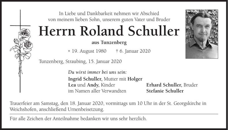 Traueranzeige Roland Schuller