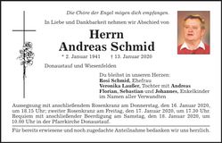 Traueranzeige Andreas Schmid