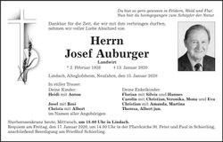 Traueranzeige Josef Auburger