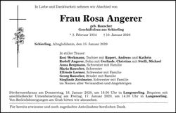 Traueranzeige Rosa Angerer