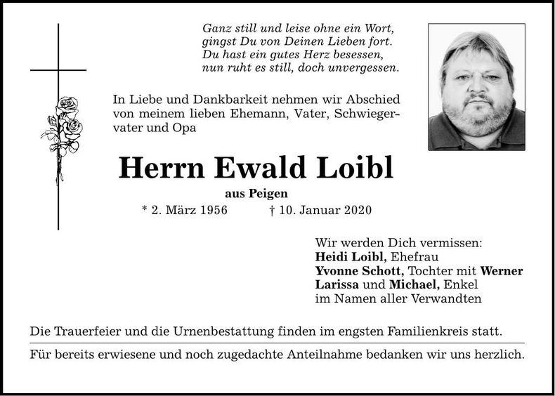 Traueranzeige Ewald Loibl